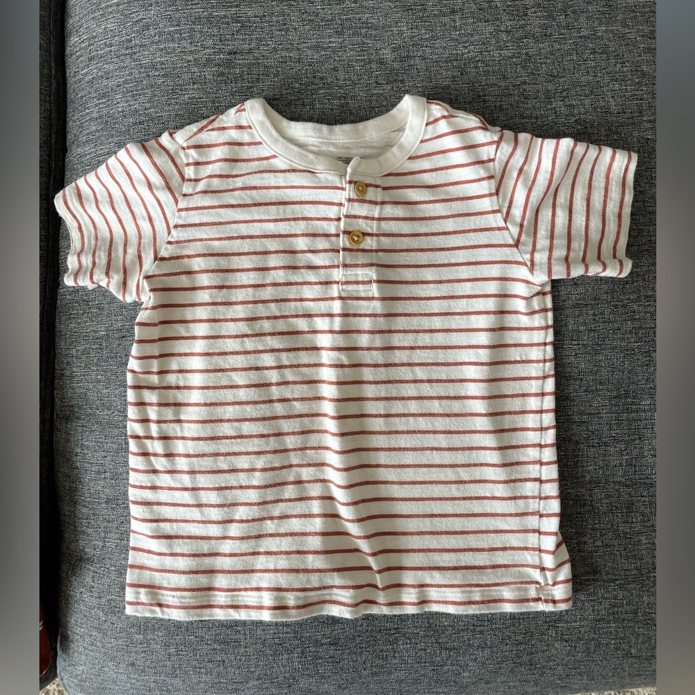 Lauren Conrad Little Co. Brown and white Striped short sleeve Shirt 3t